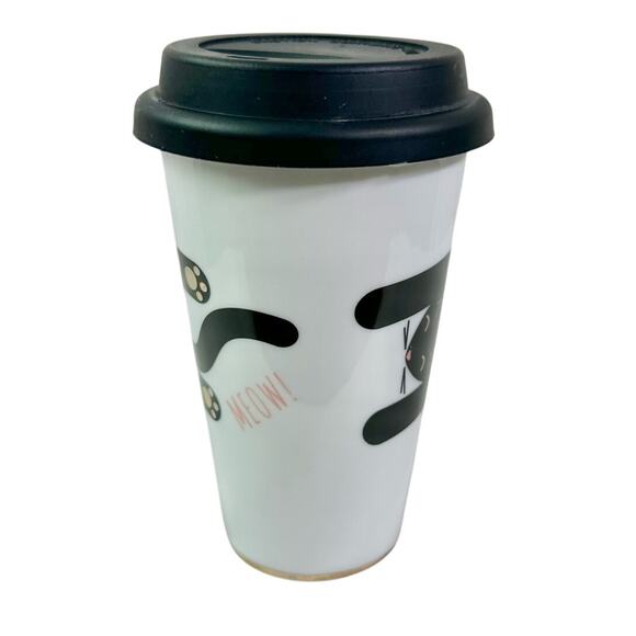 Rosanna 12 Fl Oz White CAT MOM Ceramic Travel Commuter Cup With Lid & Stopper - Picture 3 of 13